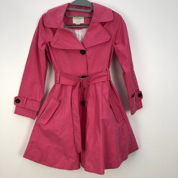 Kate Spade Girls Pink Cotton Belted Trench Coat